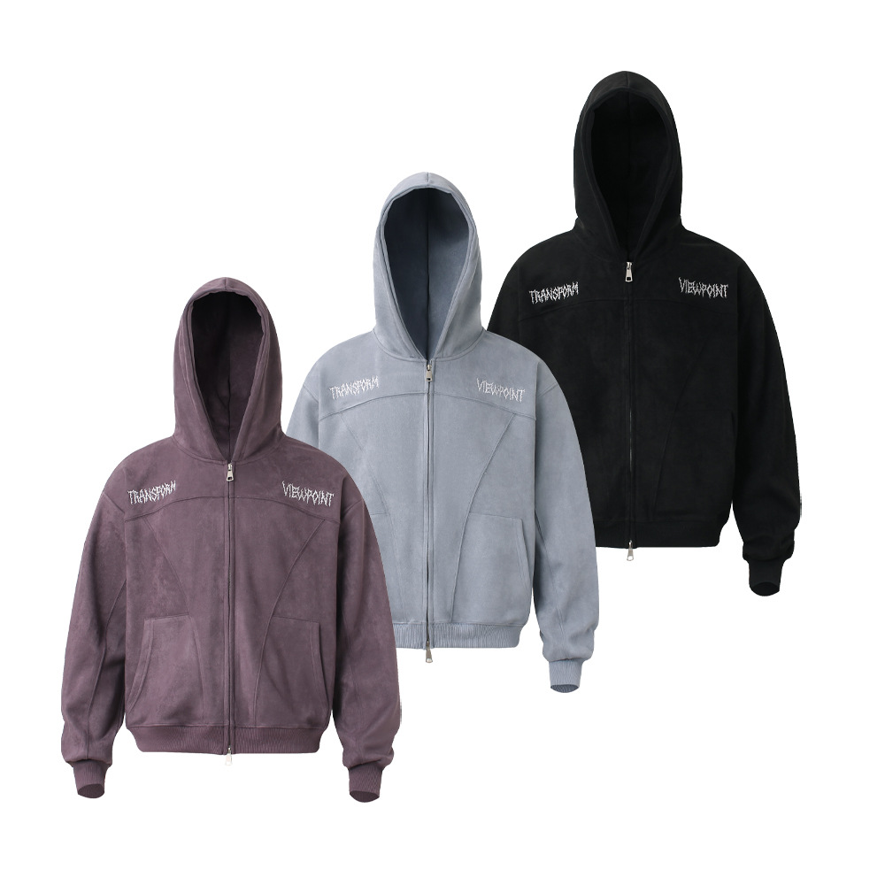 Retro Color-Block Letter Print Hooded Zip-Up Sweater