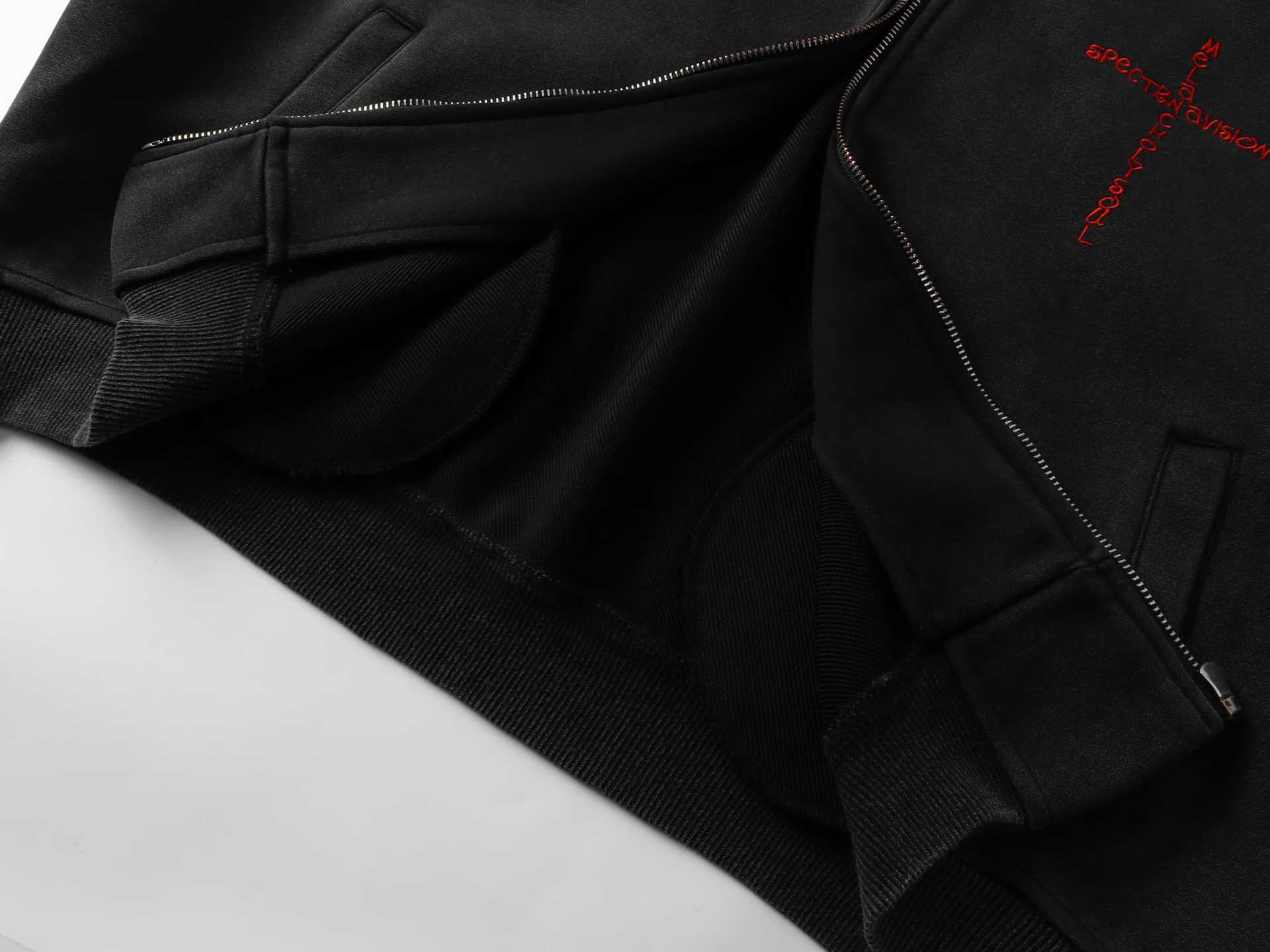 American Retro Loose Fit Geometric Zip Hoodie