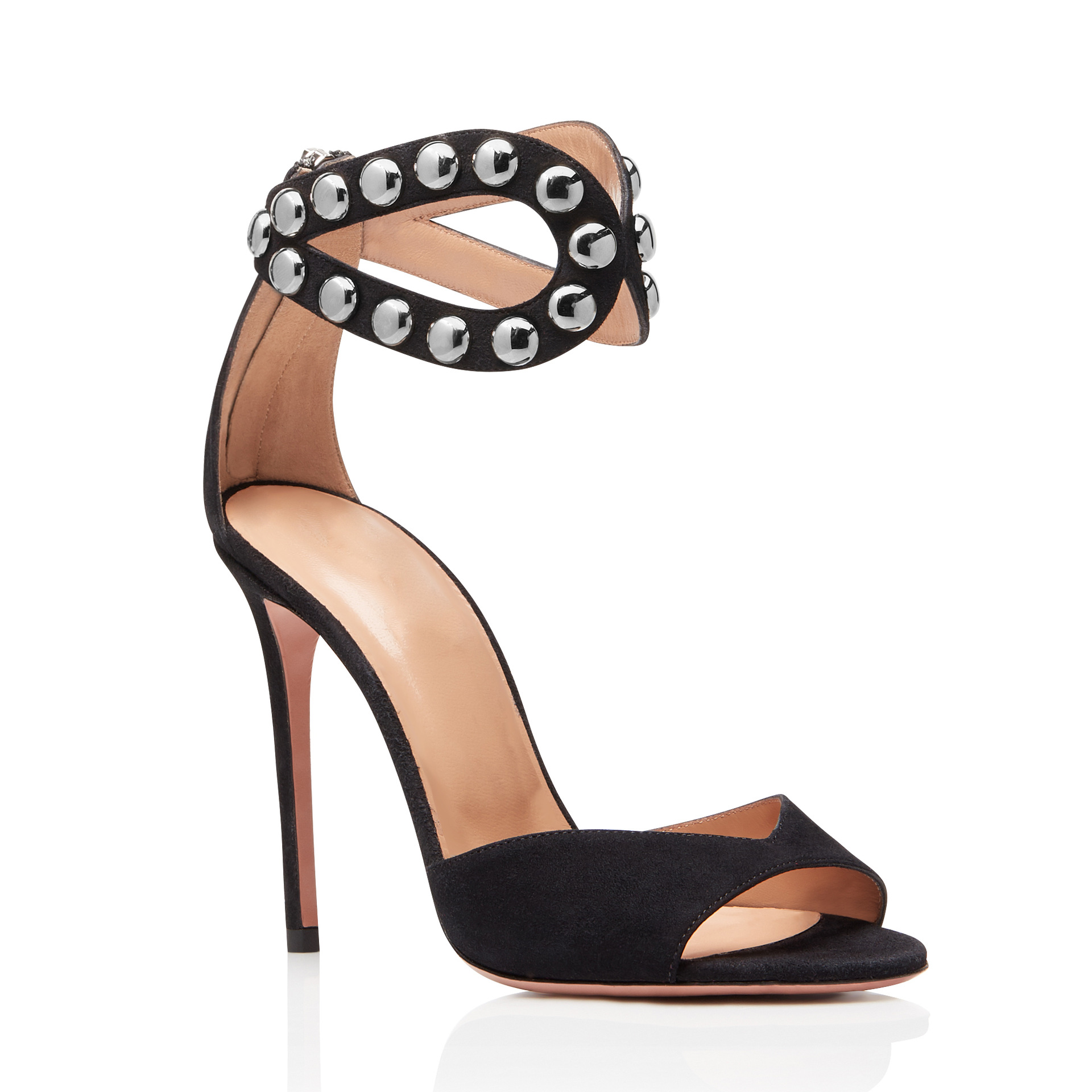 Black Red Rivet High Heel Sandals, Oversized Womens Banquet Fashion Shoes
