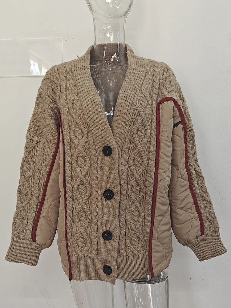 Ladies Oversized Chunky Knit Acrylic Blend Cardigan