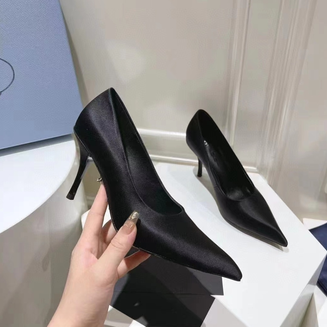 Luxury Brand Women Super High Heel Shoes Elegant Pointy Toe Ladies Satin Basic Shoes Summer Party Banquet Dress Shoes Women