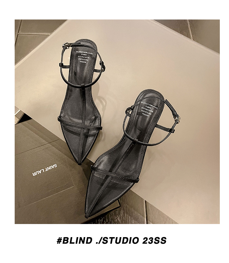 Sharp pointed shaped heel sandals, spicy thin strap shoes, slope heel sandals, high heels
