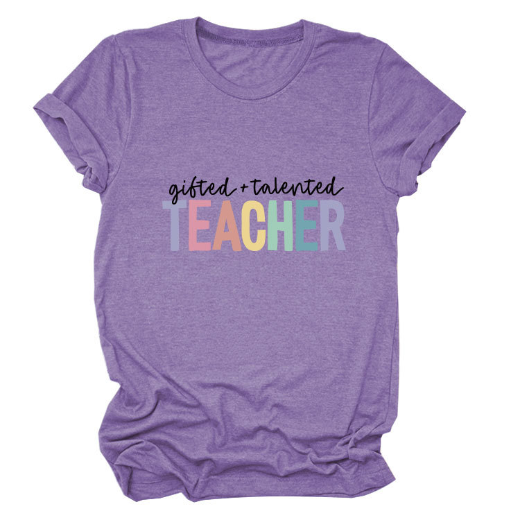 Ladies Geometric Print Crew Neck T-shirt