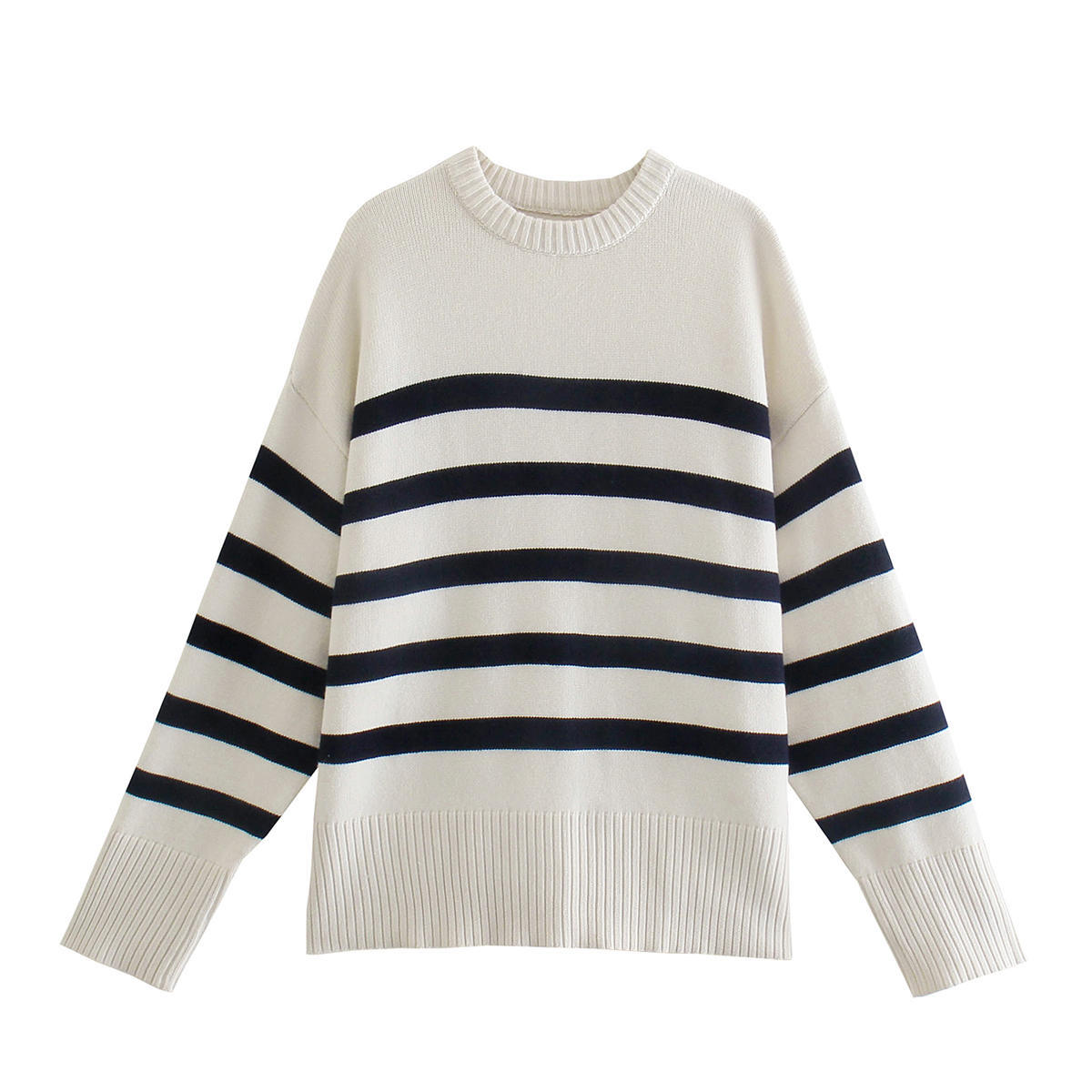 Ladies Polyester Stripe Sweater
