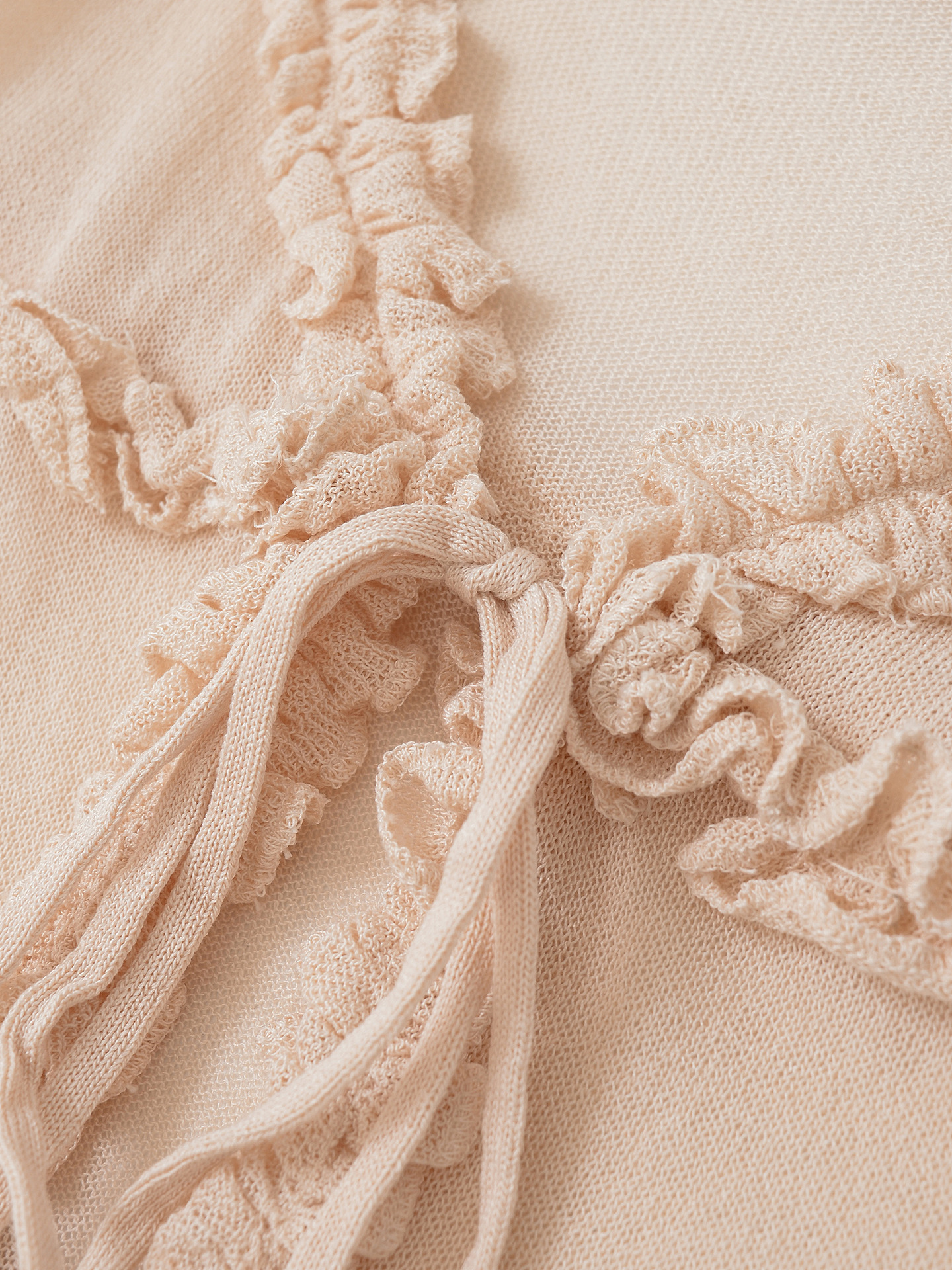 V-neck ruffle edge knitted camisole cardigan for women