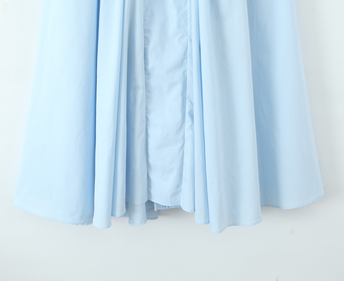 Blue neck tie long dress for women