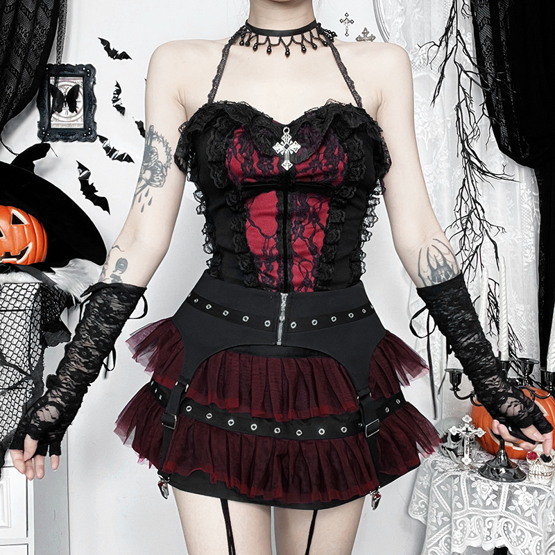 Ladies' Edgy Polyester Color Block Mini Skirt
