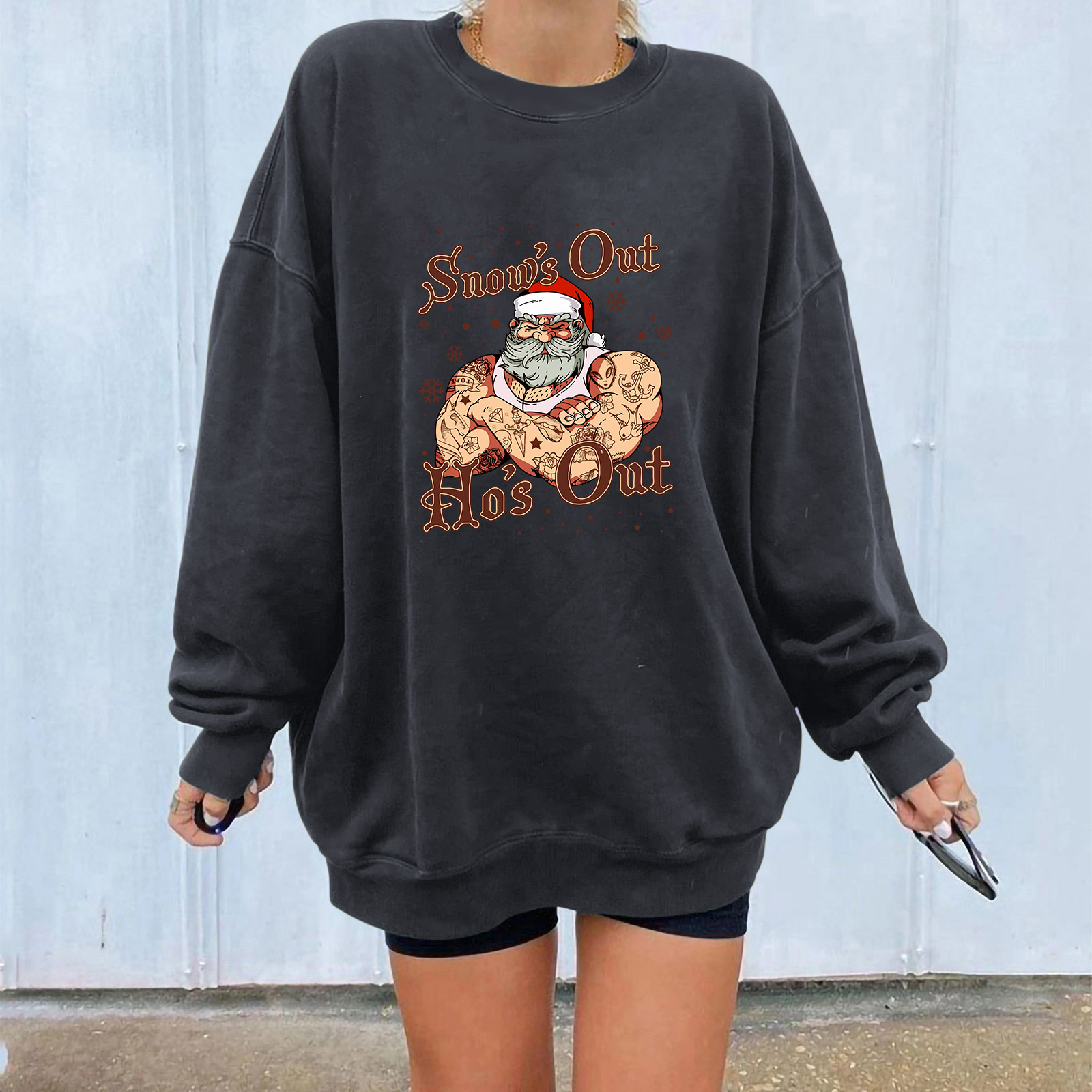 Ladies' Oversized Christmas Graphic Hoodie