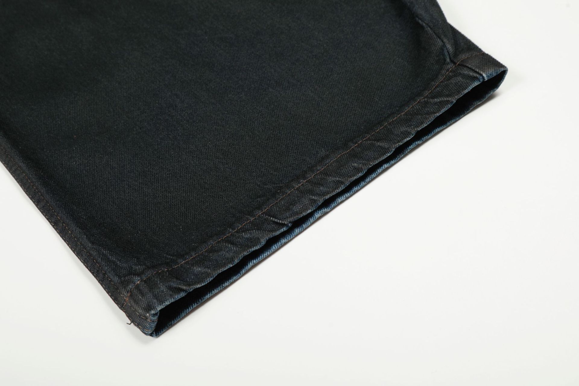 Street Retro High-End Waxed Black Craft Design Unisex Loose Dagger Cut Jeans