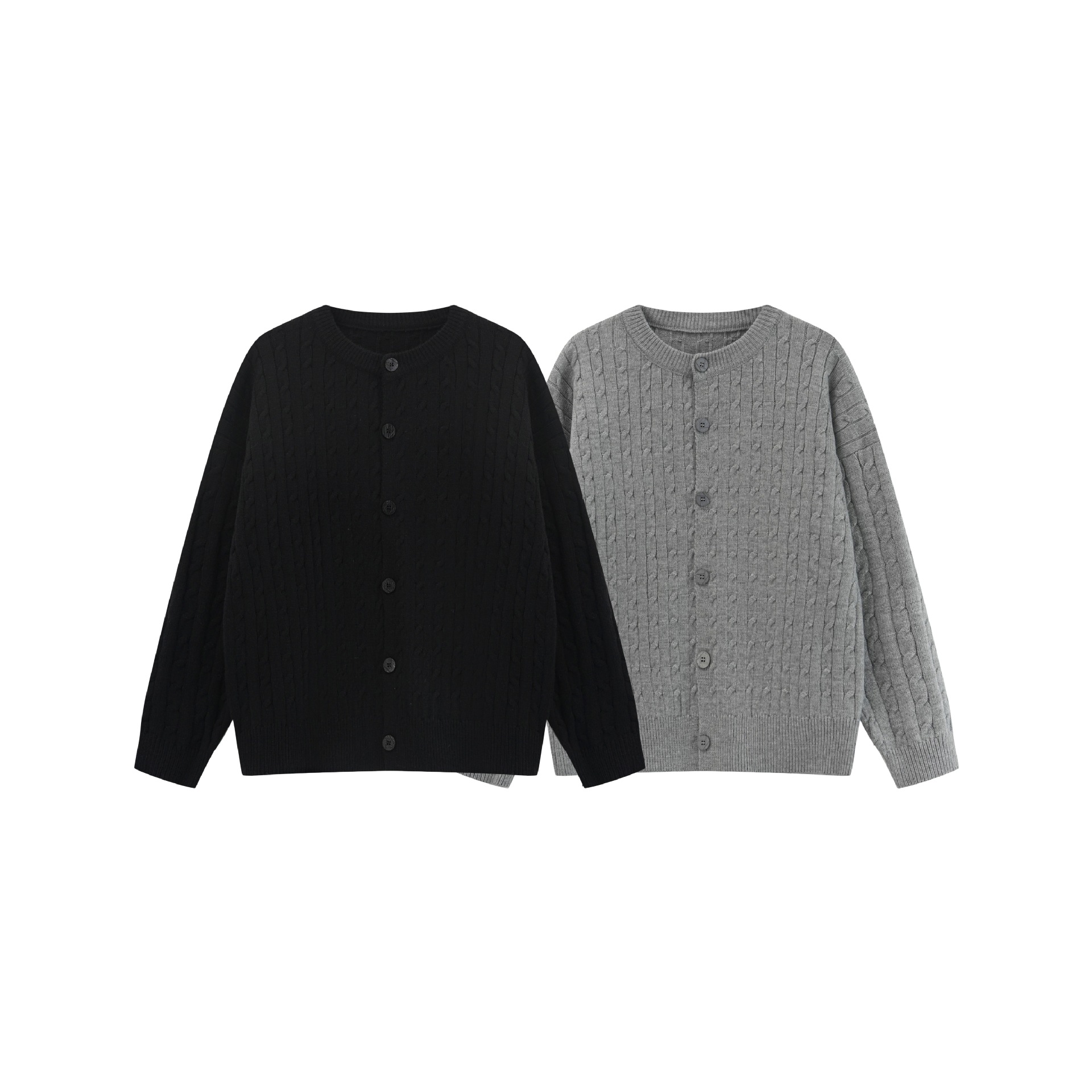 Relaxed Two-Tone Polyester Cardigan