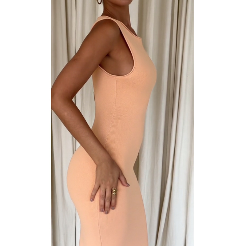 Sleeveless Round Neck Straight Polyester Spandex Dress