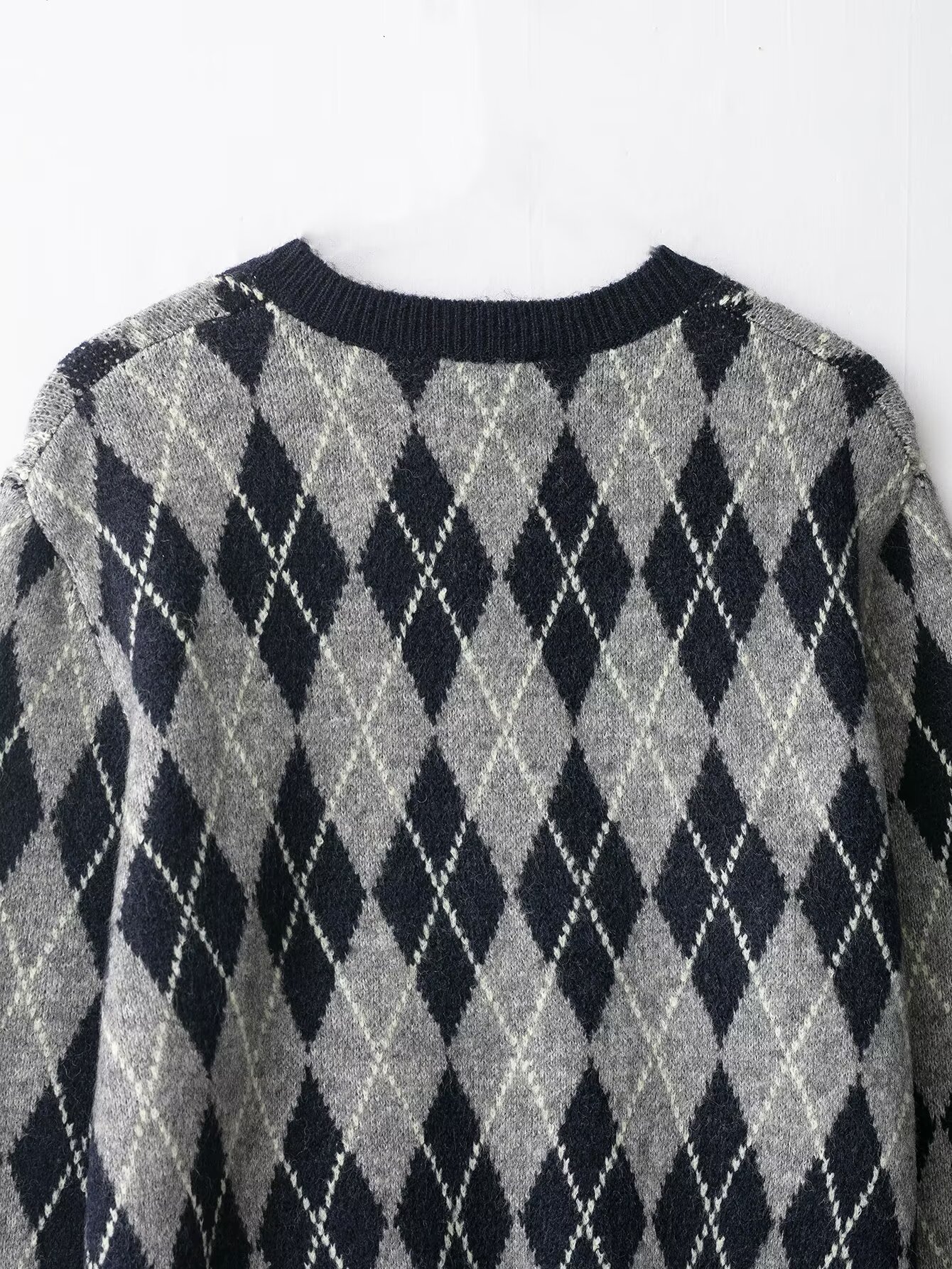Oversized Argyle Knit Sweater
