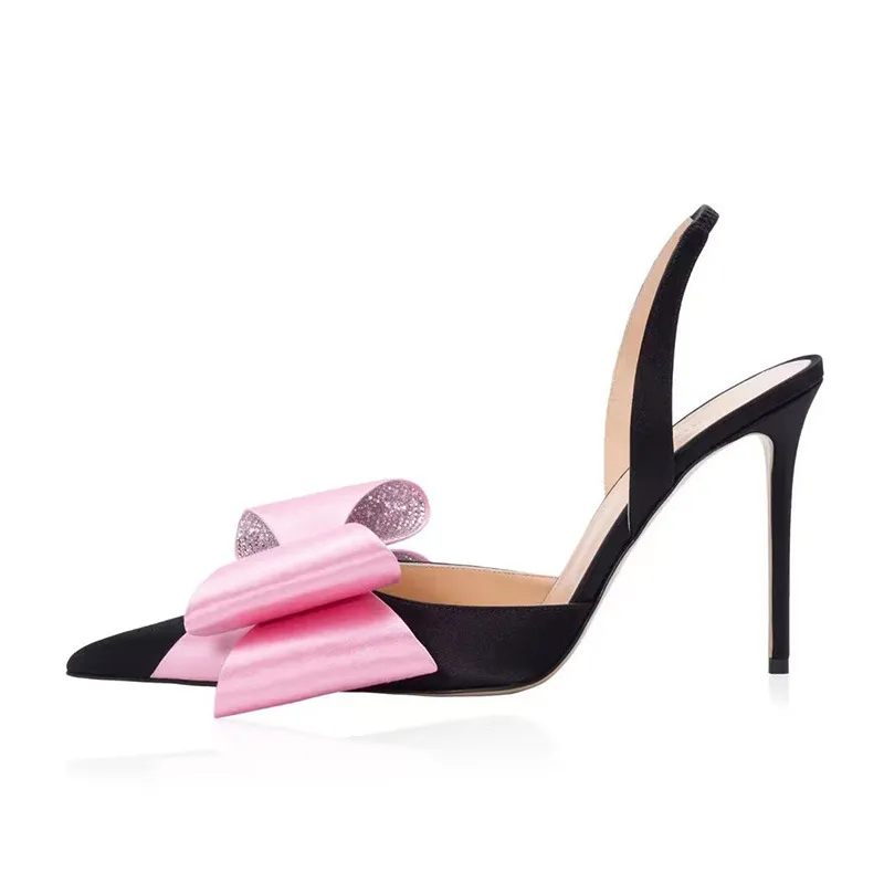 Spring and Summer Fashion Rhinestone Bow Thin High Heel Baotou Women's Sandals European and American Walking Shoes