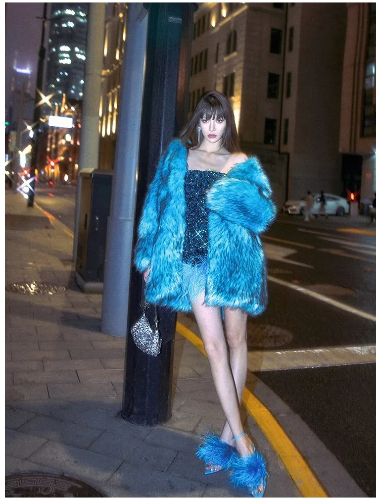 Spring and Summer New Women's Feather High Heels Versatile Strap Pointed Thin Heel Sandals