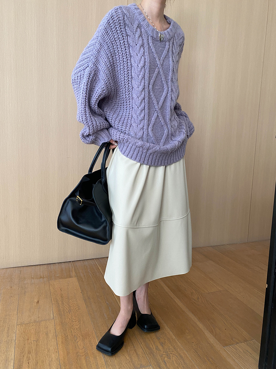 Relaxed Fit Solid Long Sleeve Sweater