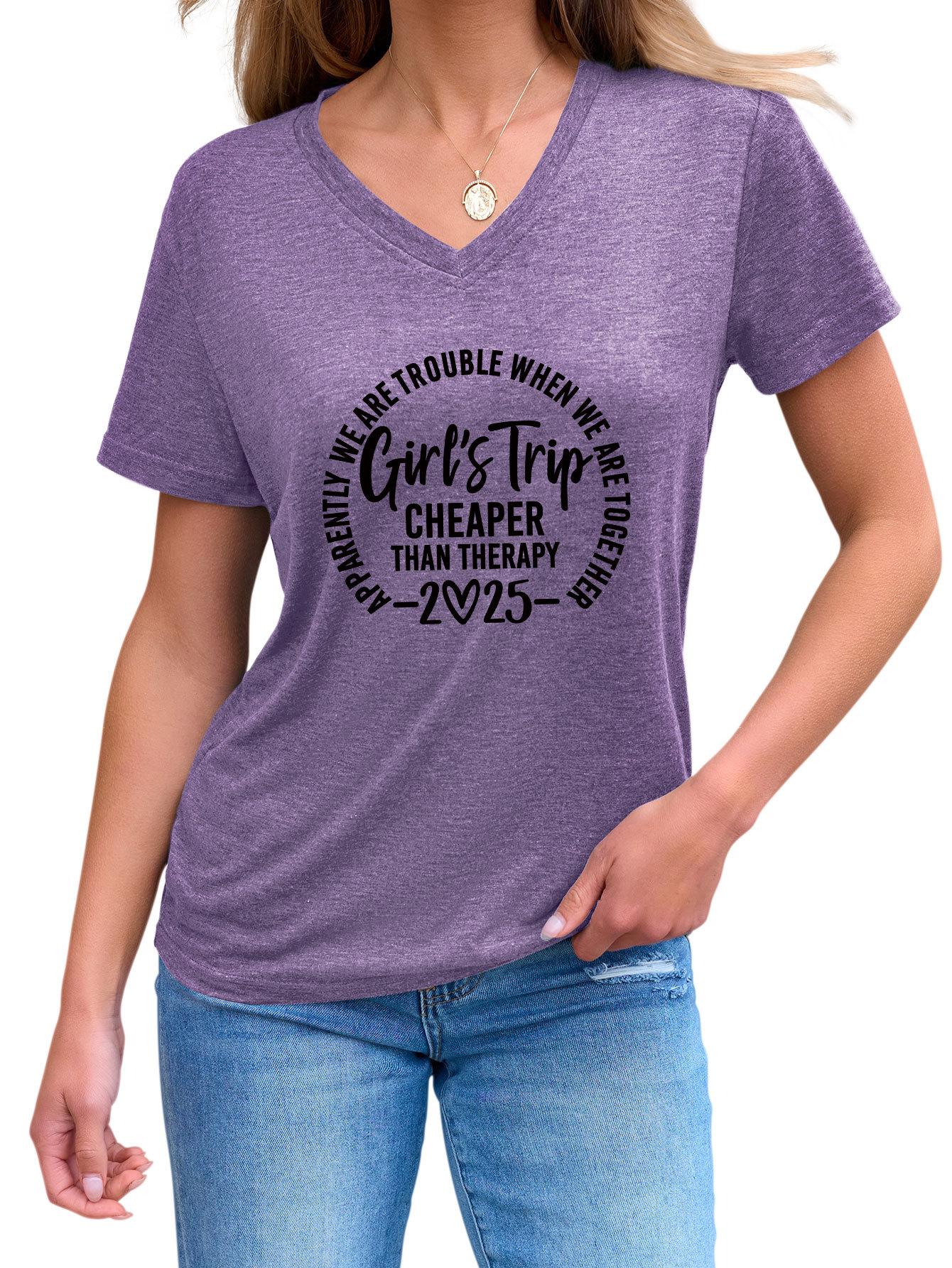 Ladies Crew Geometric Print T-Shirt