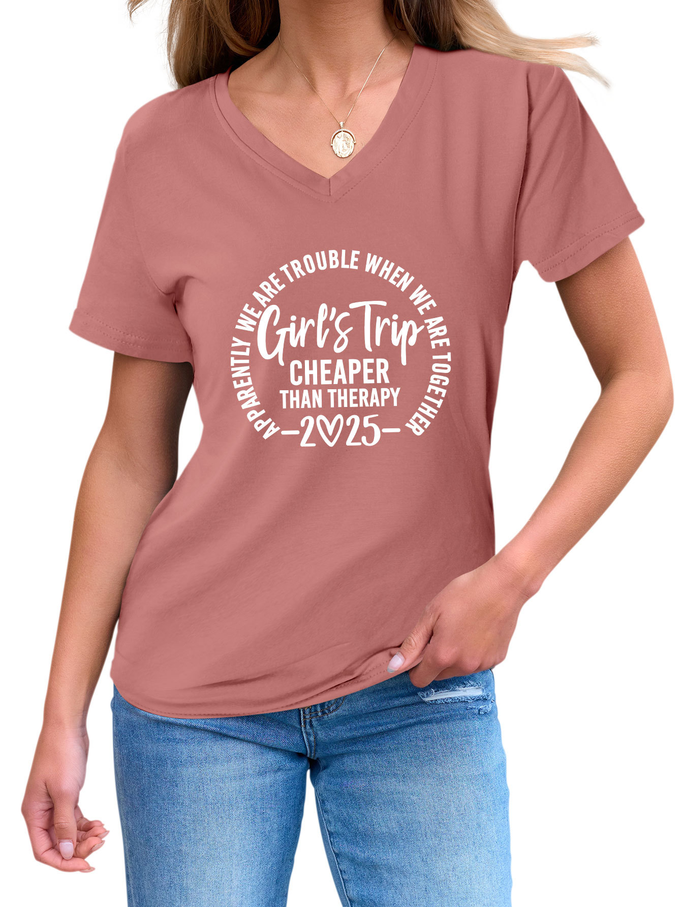 Ladies Crew Geometric Print T-Shirt