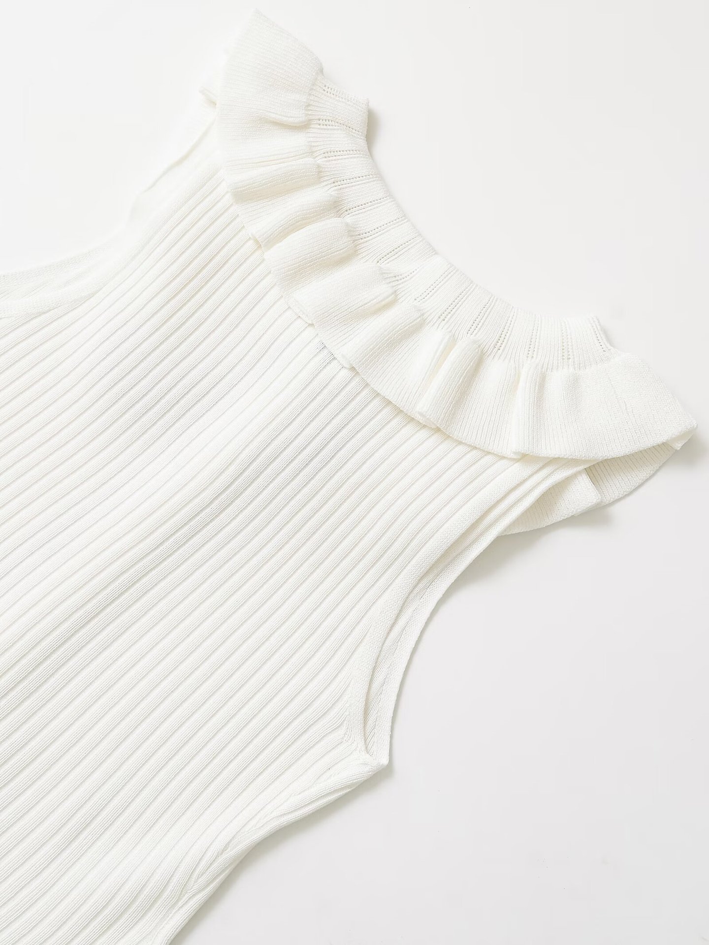 Ladies Sleeveless Ribbon Knot Eyelet Tee