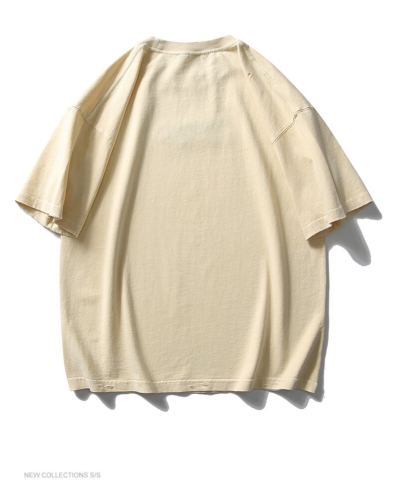 Japanese Aged Oversized Cotton Half Sleeve Letter Shirt