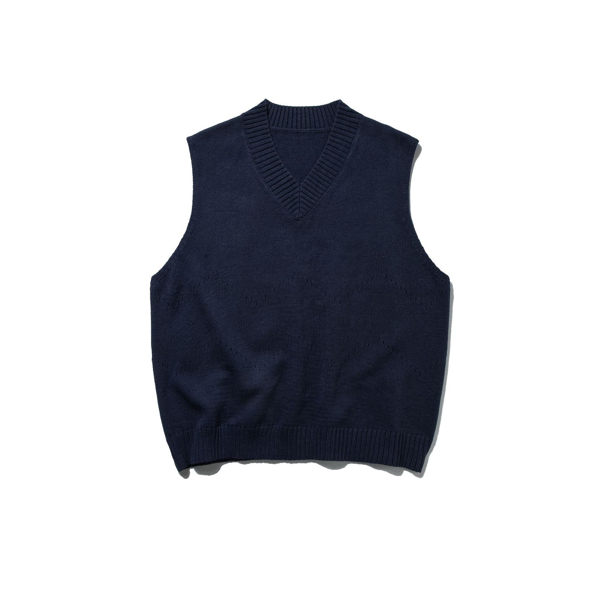 Unisex Japanese Workwear Color Block Vee Neck Sweater