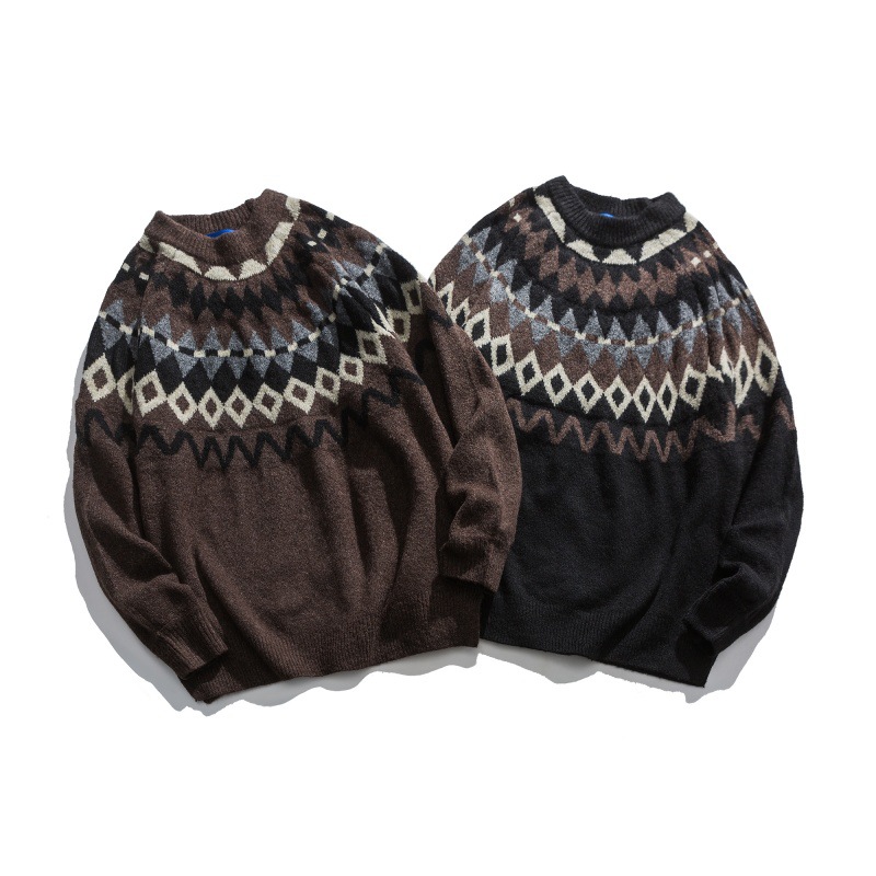 Loose Fit Japanese Workwear Color Block Sweater