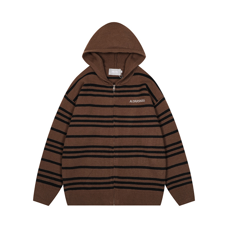 Japanese Workwear Oversized Embellished Hood Cardigan
