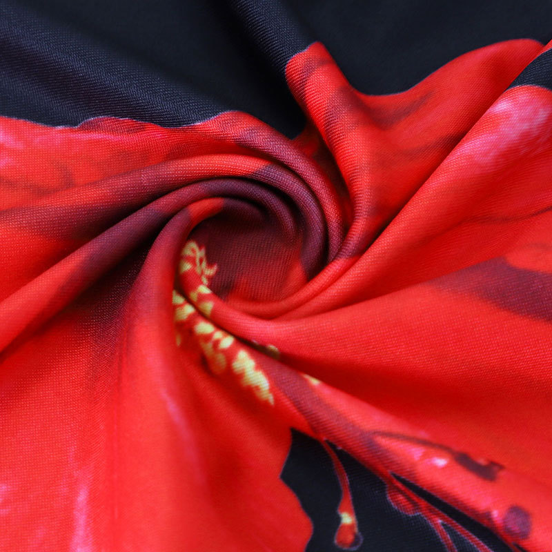 Polyester Round Collar Patterned Dress