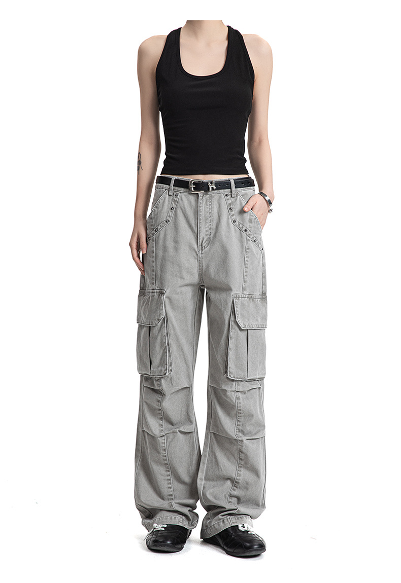 Multi-Pocket Deconstructed Flared Vintage Trousers for Men