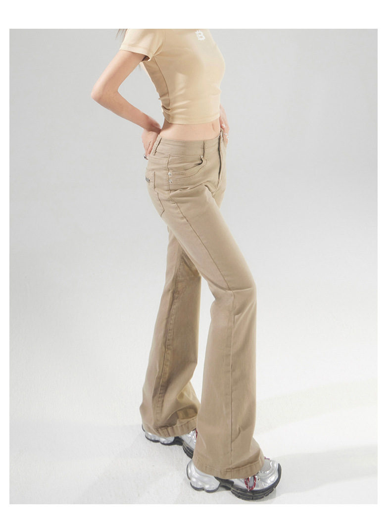 Women's Fitted Flare Jeans Low Waist Spicy Girl Skinny Slim Fit Versatile Hoof Pants