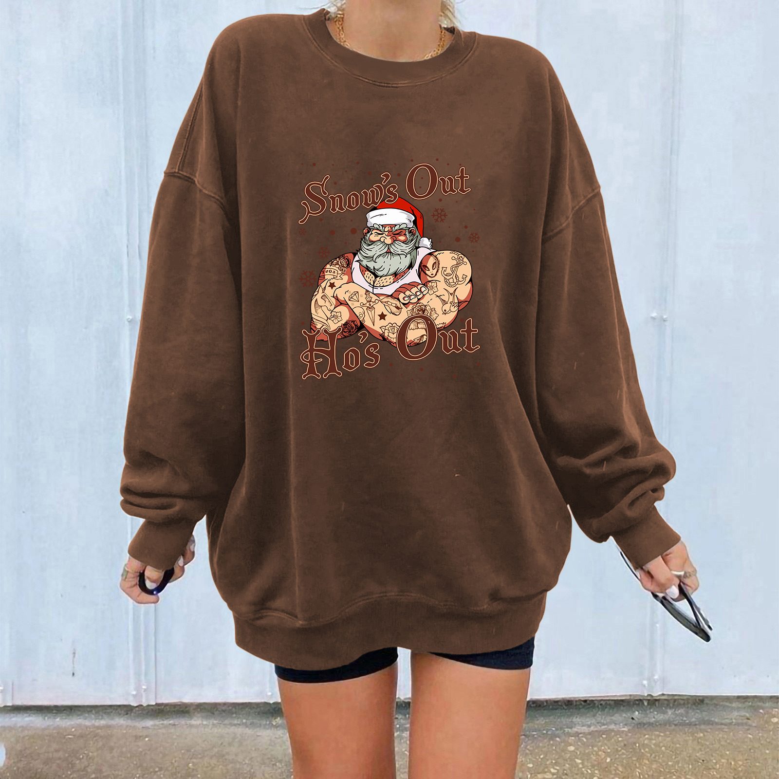 Ladies' Oversized Christmas Graphic Hoodie