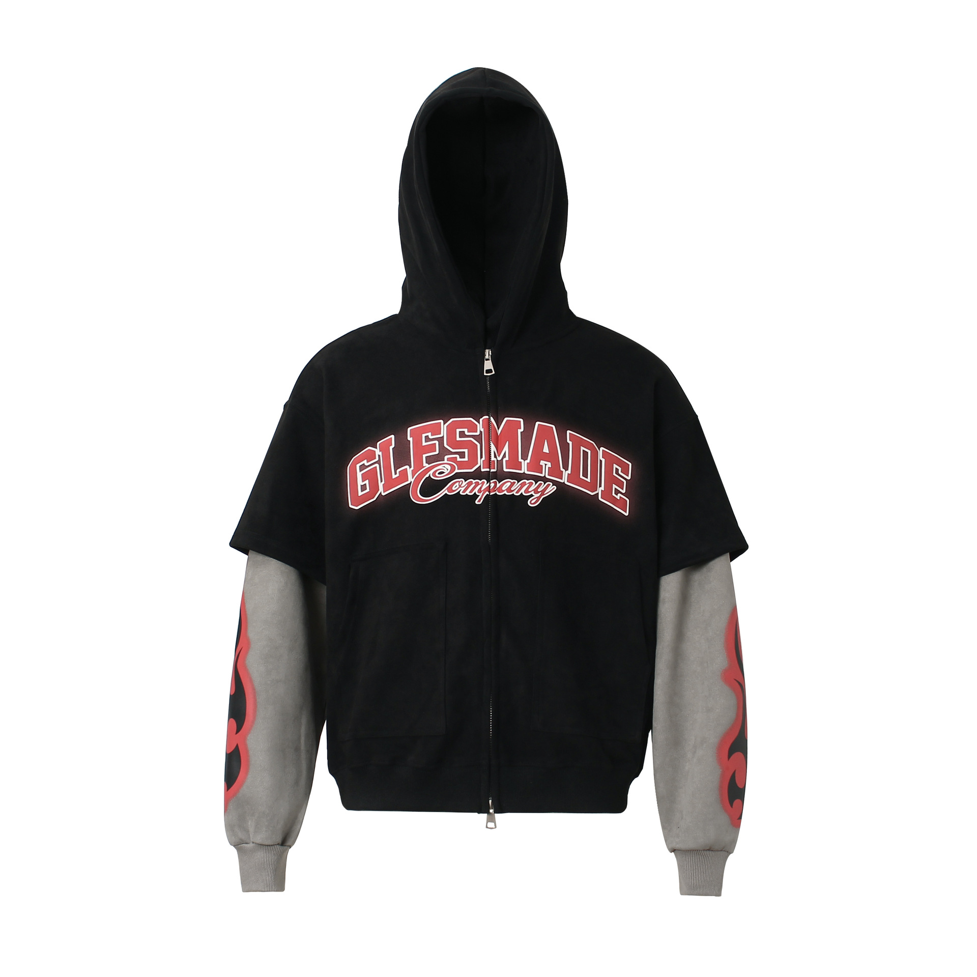 Streetwear Synthetic Graphic Long Sleeve Zip Hood Sweatshirt