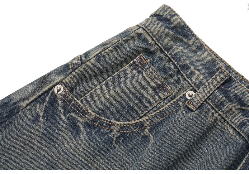 Loose Fit Wide Leg Knife-Edge Denim Pants