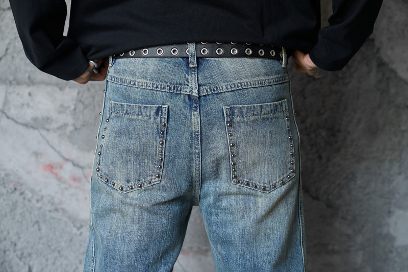 Vintage Deconstructed Patchwork Denim Pants Unisex Street Washed Loose Wide-Leg Tapered Casual Trousers