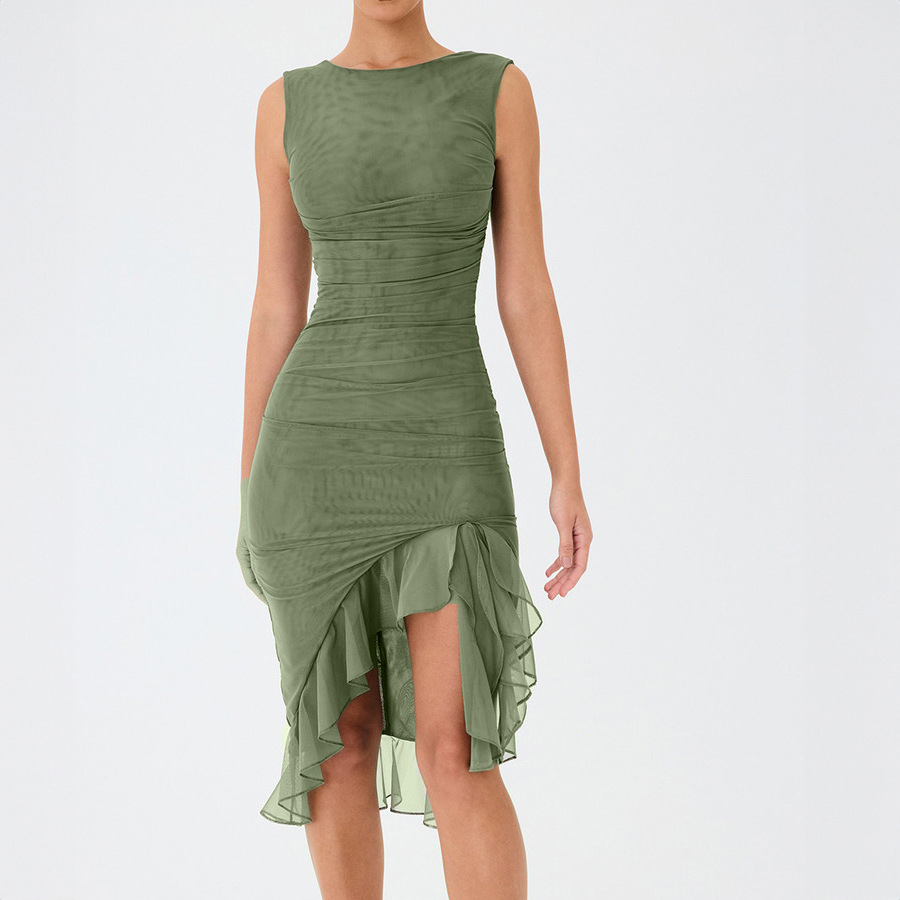 Mid-Rise A-Line Round Neck Contour Tank Dress