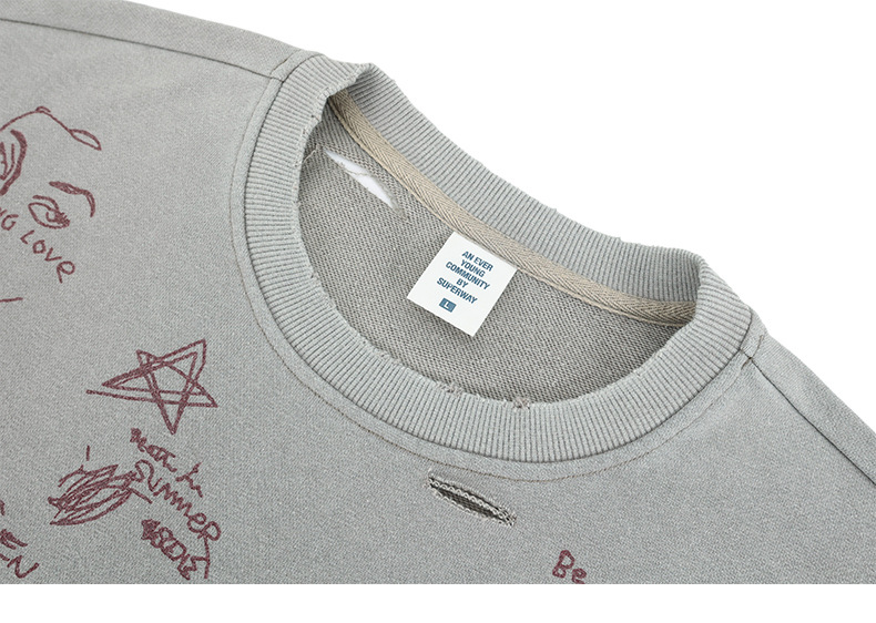 Urban Cotton Faded Logo Round Neck Sweatshirt