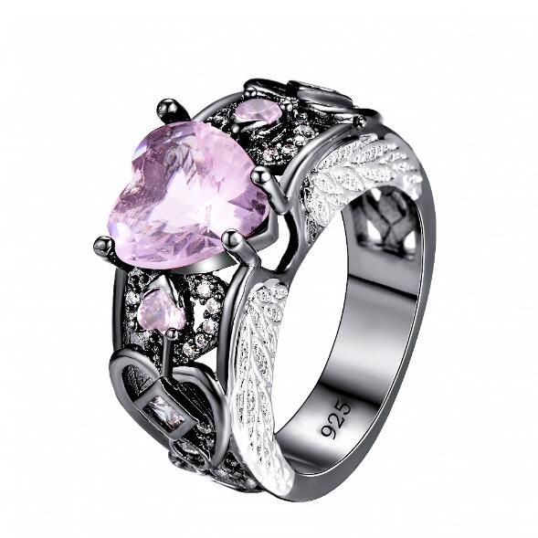 Retro May Birthstone Green Heart Rings