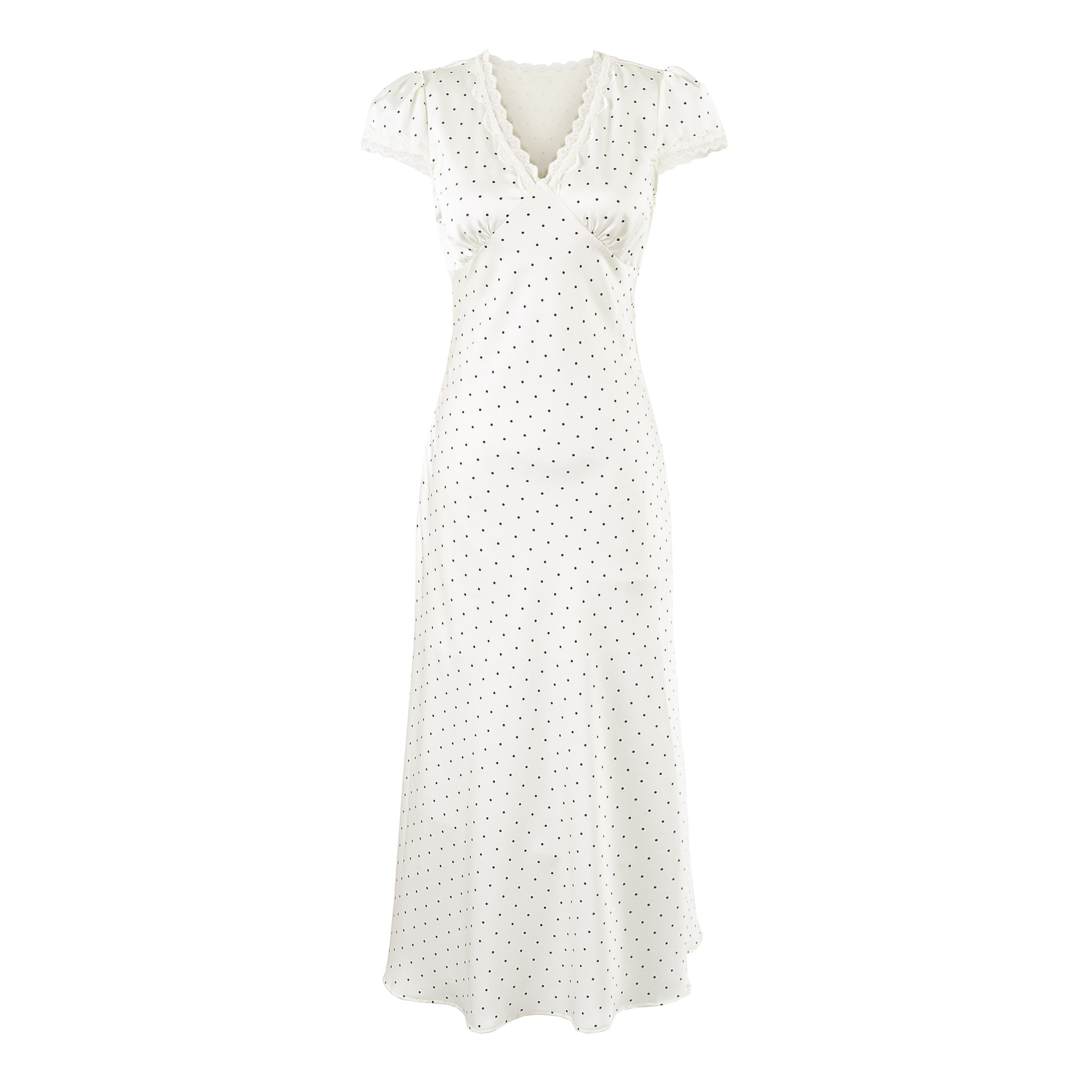 Deep V-neck dress, long skirt