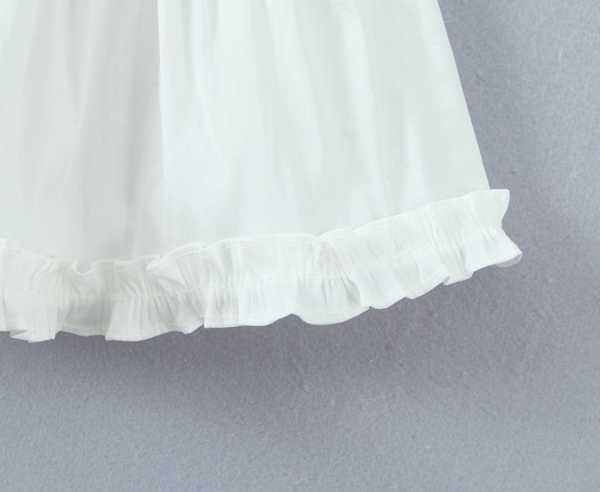White Bow Layered Dress with Ruched Silhouette and Strapless Design