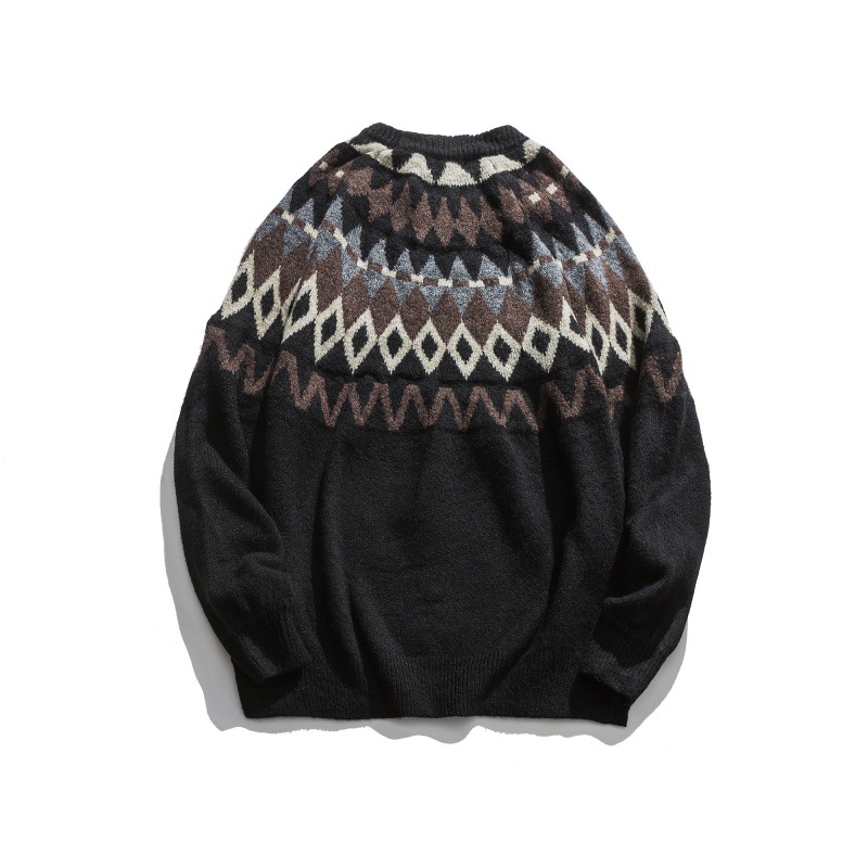 Loose Fit Japanese Workwear Color Block Sweater
