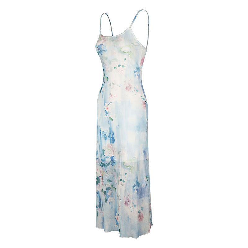 Long Polyester U-Neck Formal Evening Dress