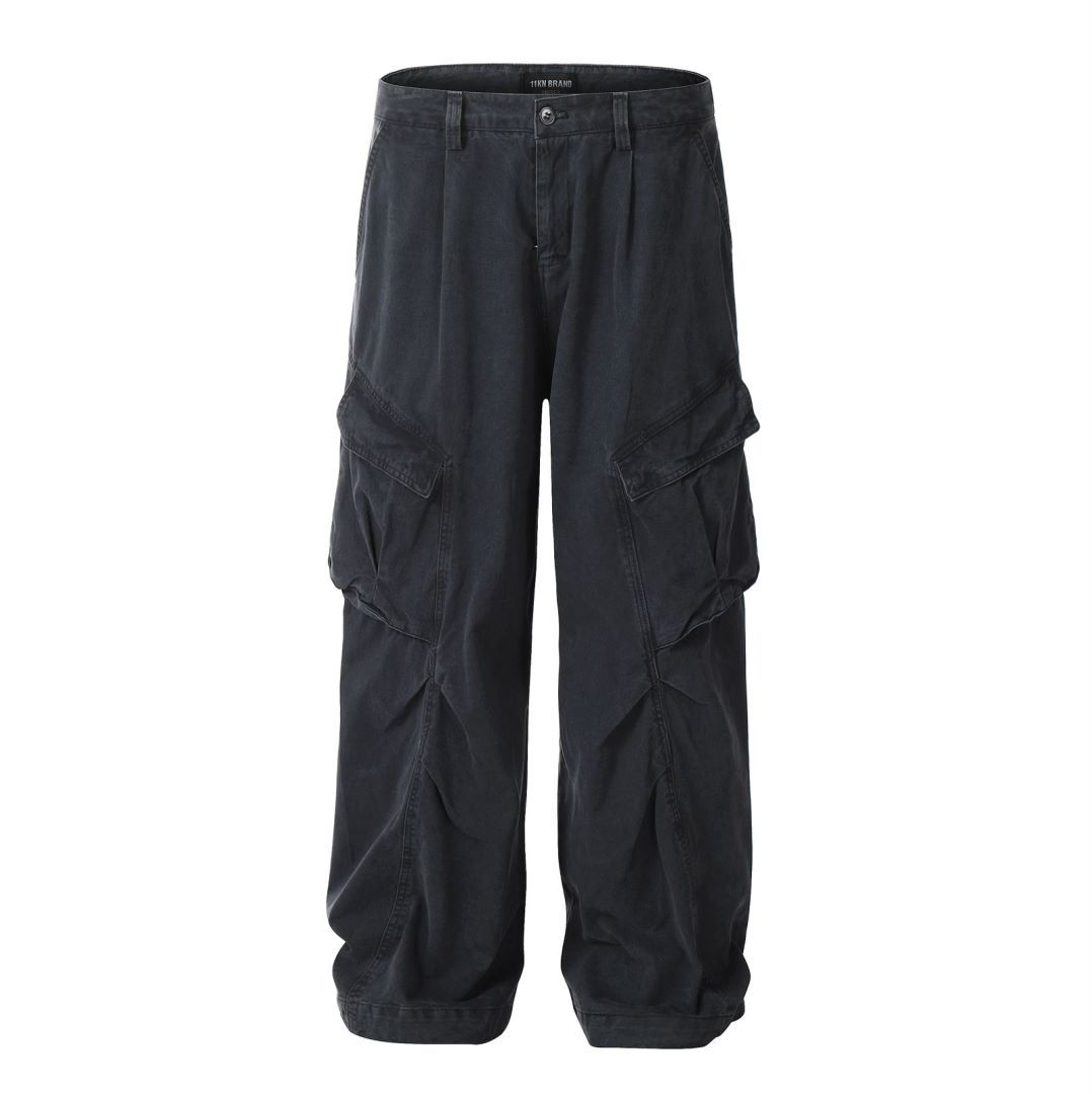 Pants with Multiple Pockets Design Wide Leg Casual Trousers for Men and Women