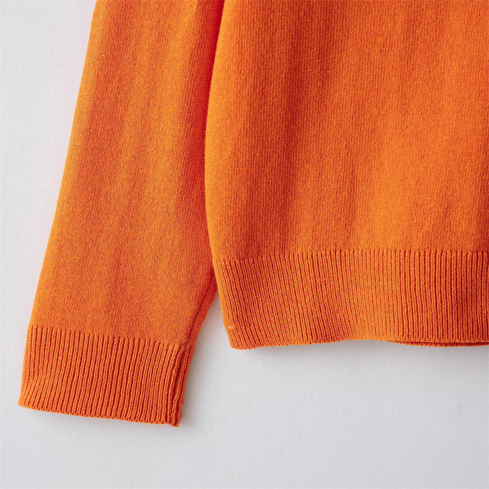 Ladies Full Arm Plain Notched Sweater