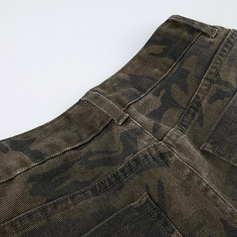 Make old camouflage workwear jeans