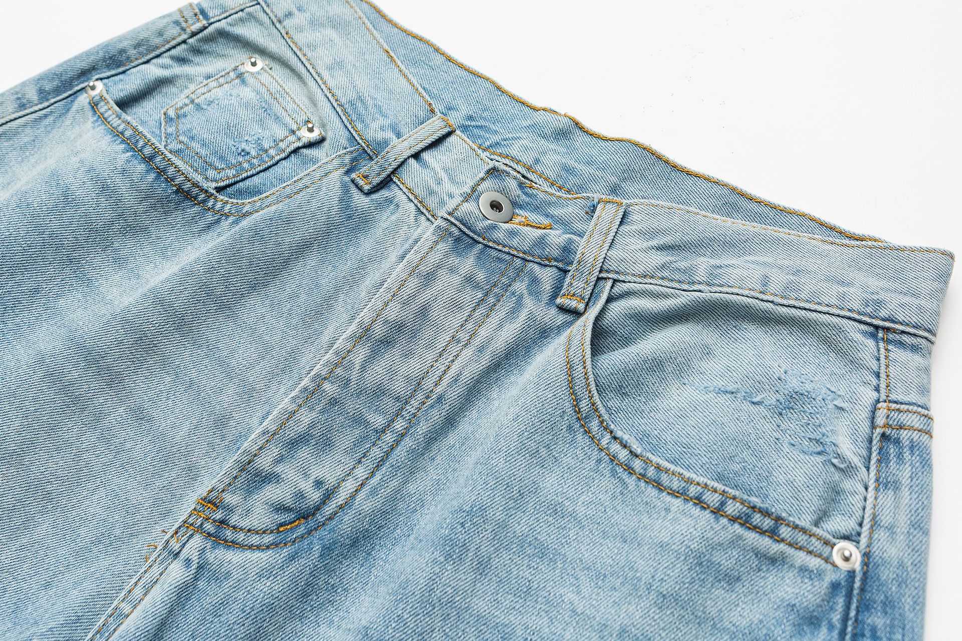 Washed Ripped Loose Straight Leg Casual Wide Leg Jeans for Men