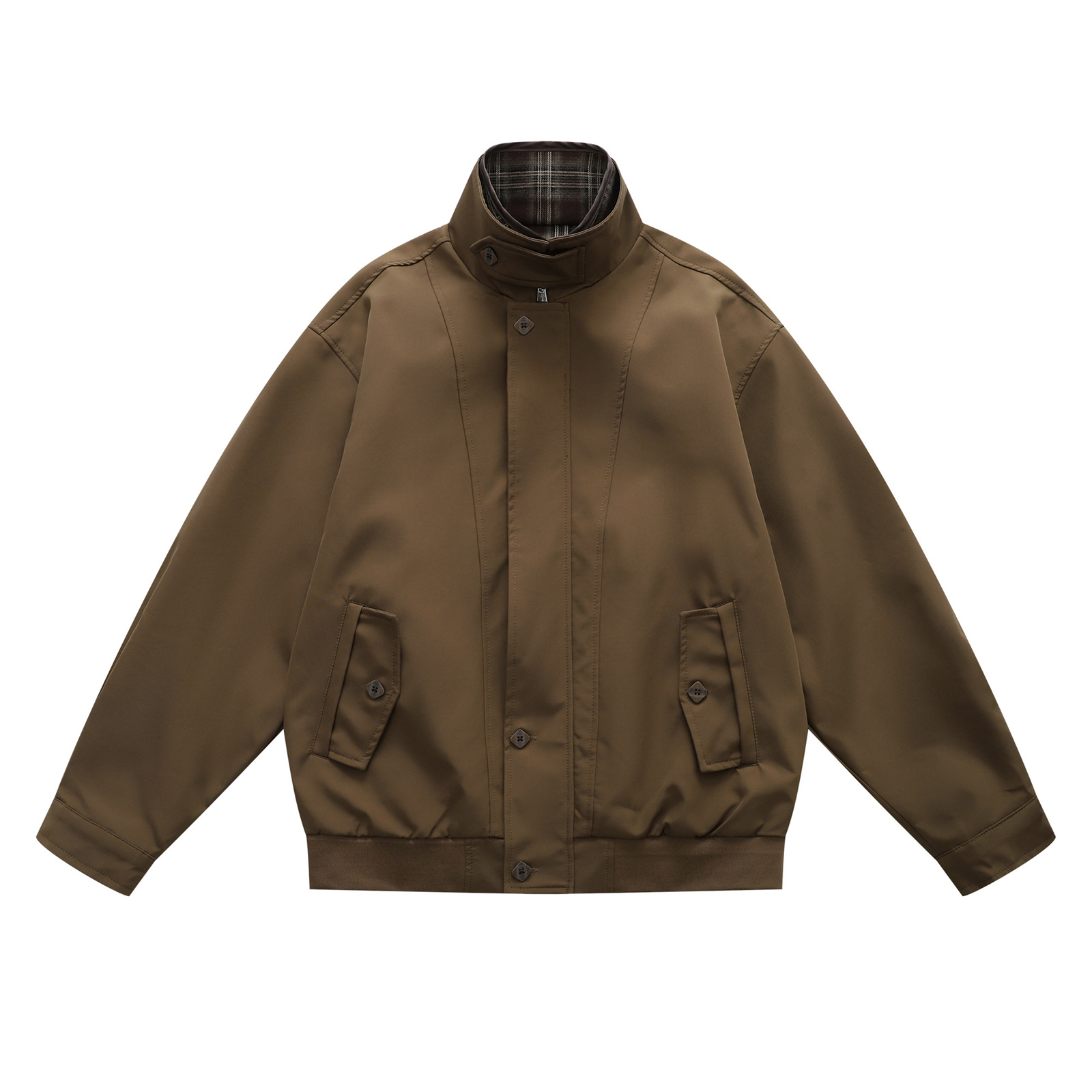 Two-Piece Plaid Patchwork Jacket Harrington High-End Couple Outerwear