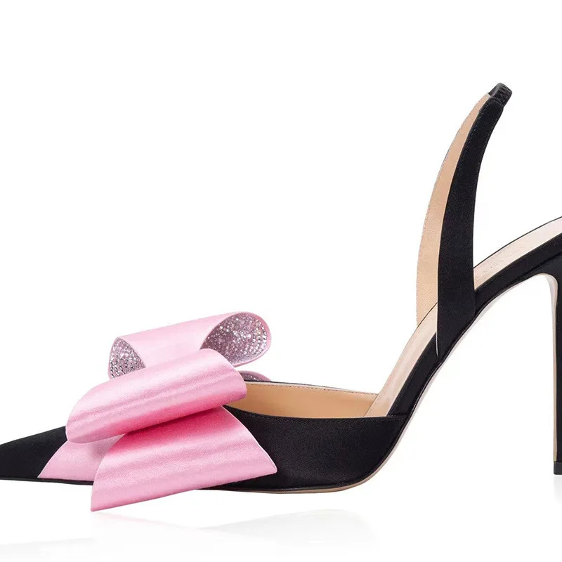 Spring and Summer Fashion Rhinestone Bow Thin High Heel Baotou Women's Sandals European and American Walking Shoes