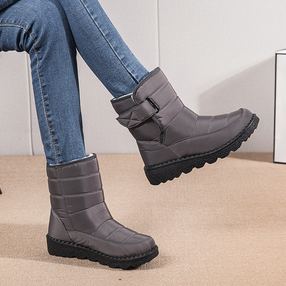 Winter New Snow Boots Women's High Top Waterproof Cotton Shoes Casual Short Tube Plush Plus Large Cotton Boots 43 Amazon