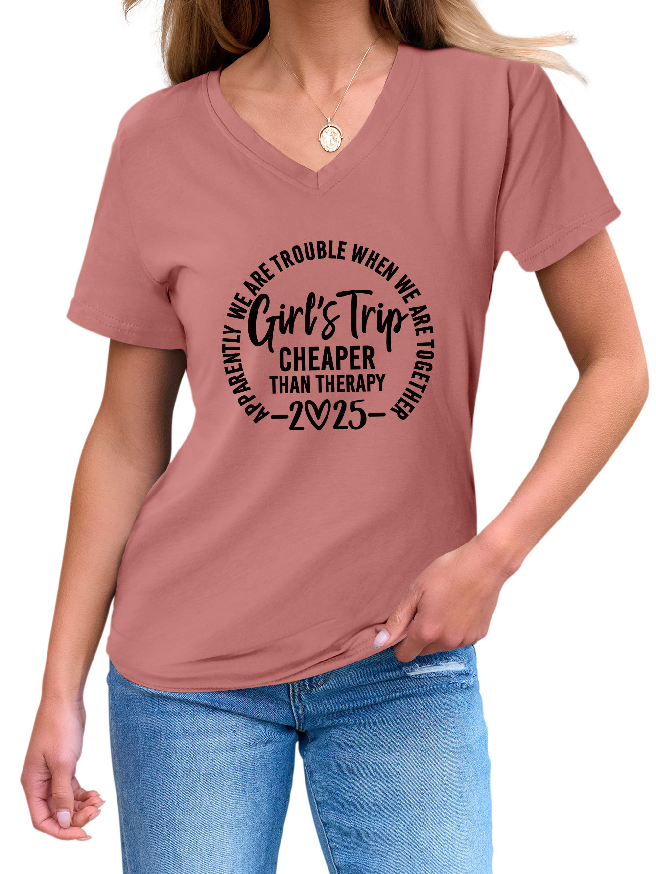 Ladies Crew Geometric Print T-Shirt