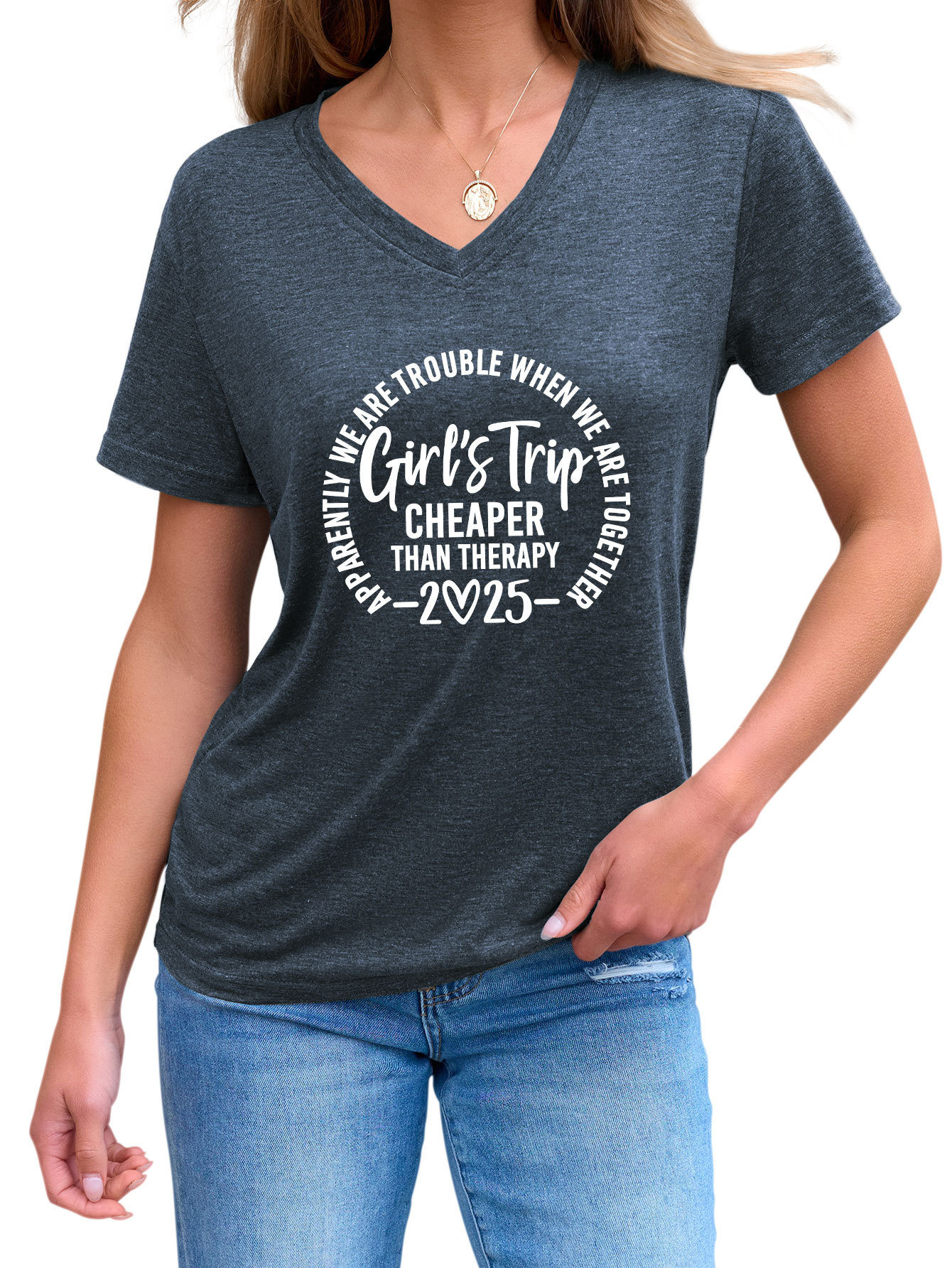 Ladies Crew Geometric Print T-Shirt