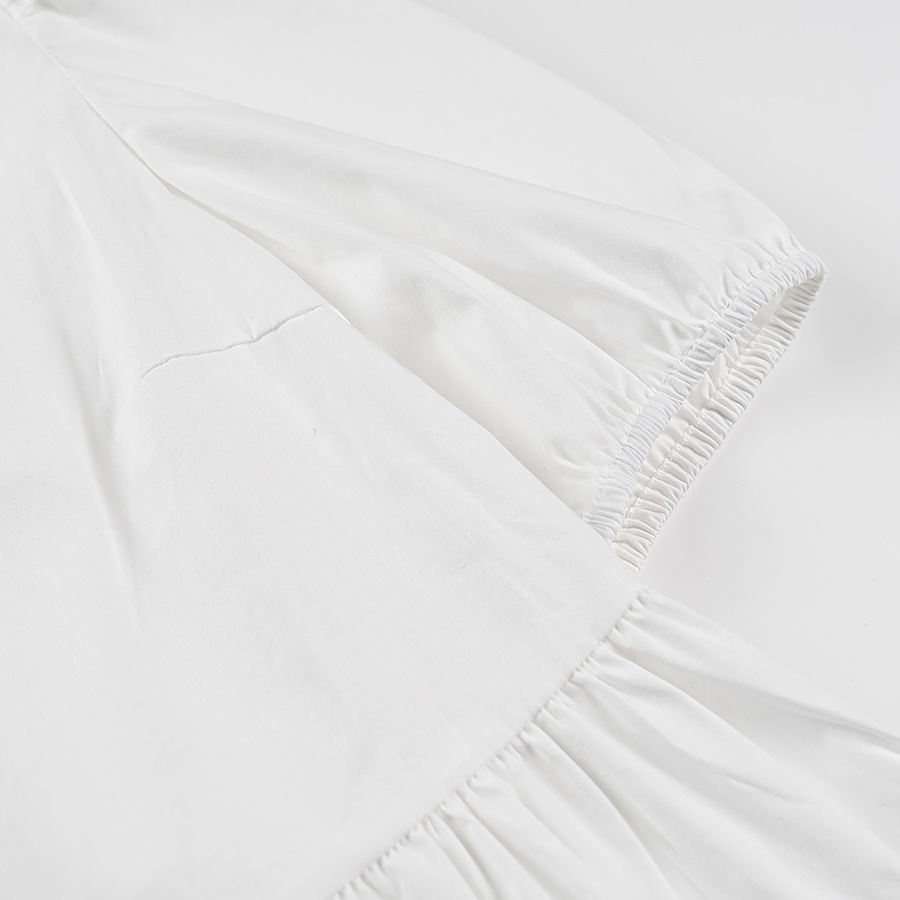 Box Collar Corset Front Puff Shirt